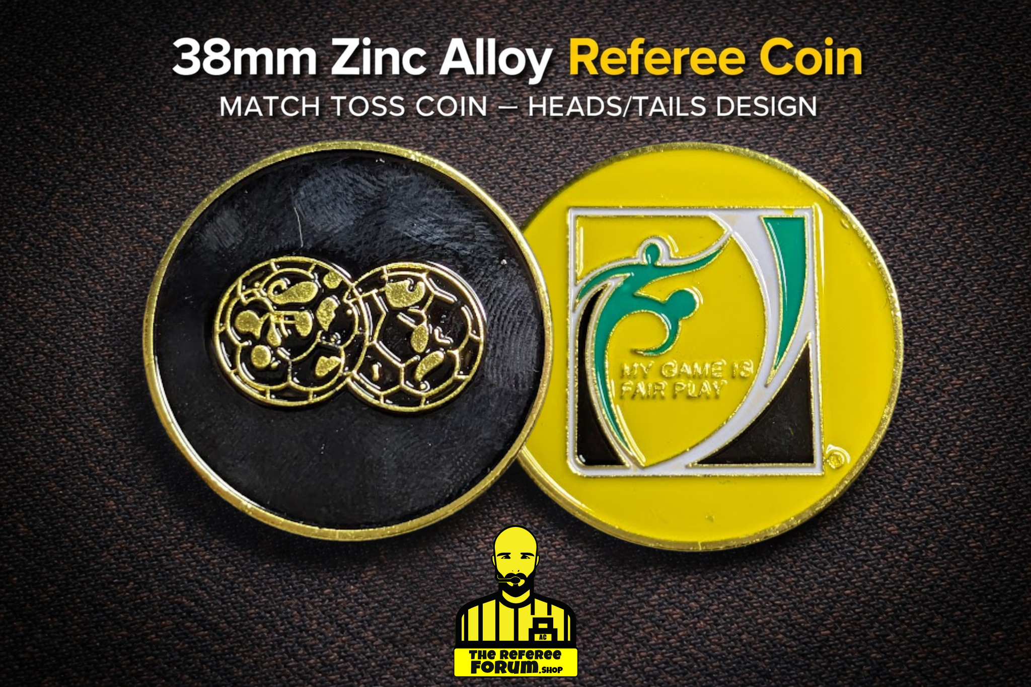 Referee Match Toss Coins – Black & Yellow Enamel