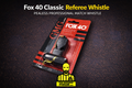 Fox 40 Classic Referee Whistle – Pealess Professional Match Whistle