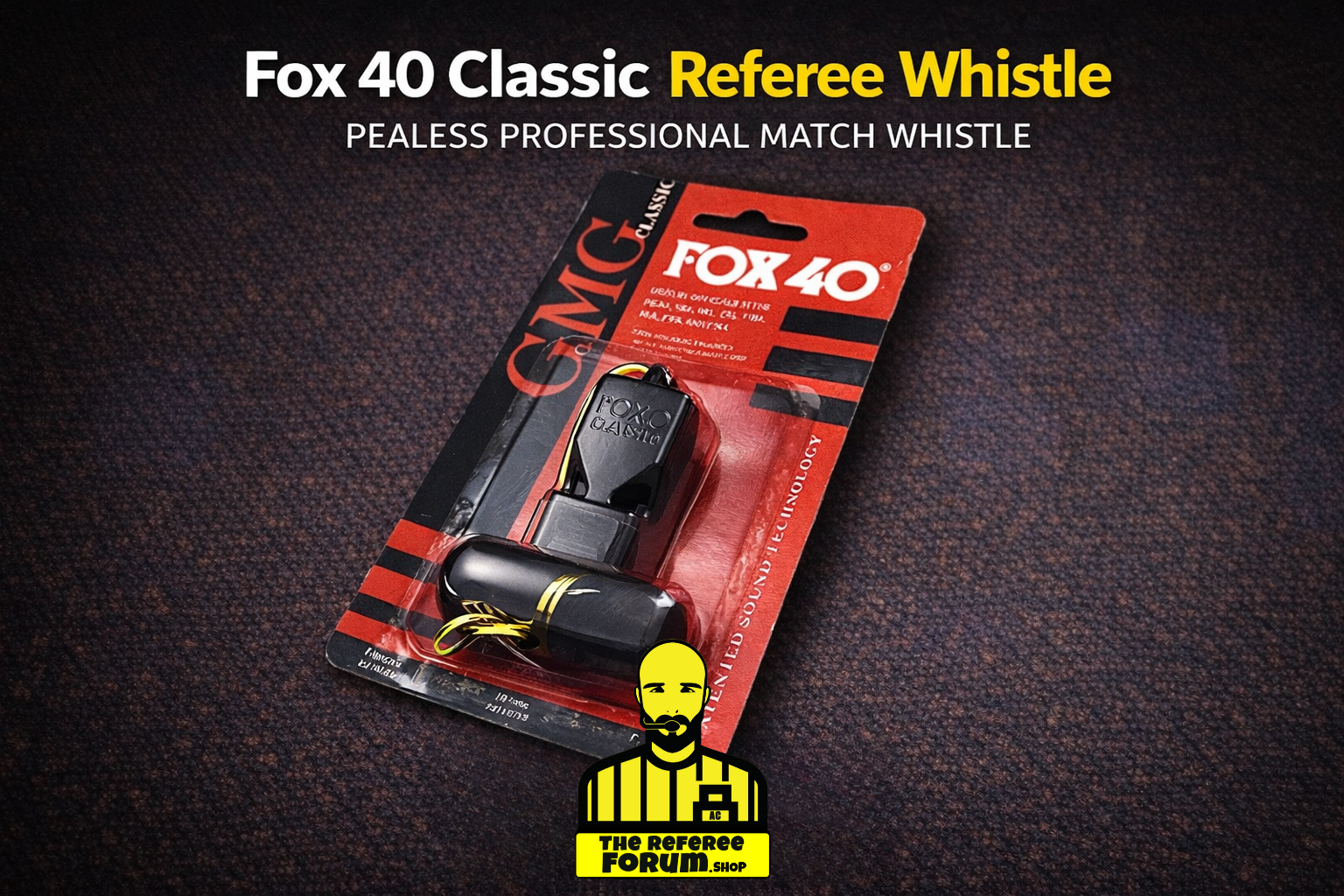 Fox 40 Classic Referee Whistle – Pealess Professional Match Whistle